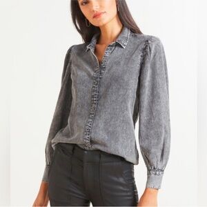 RAILS|| Angelica Gray Acid Washed Blouse|| Medium